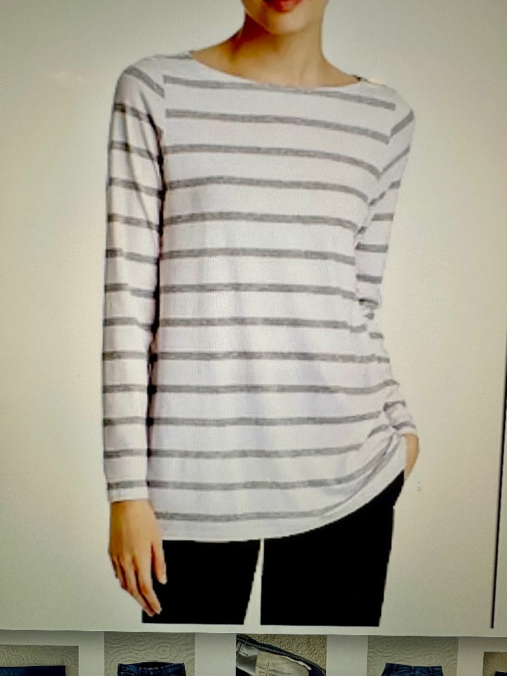 Eileen Fisher Ballet Neck Striped Heather Top NWT